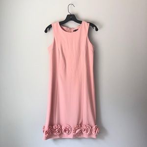 Nina Leonard: Pink shift rose dress